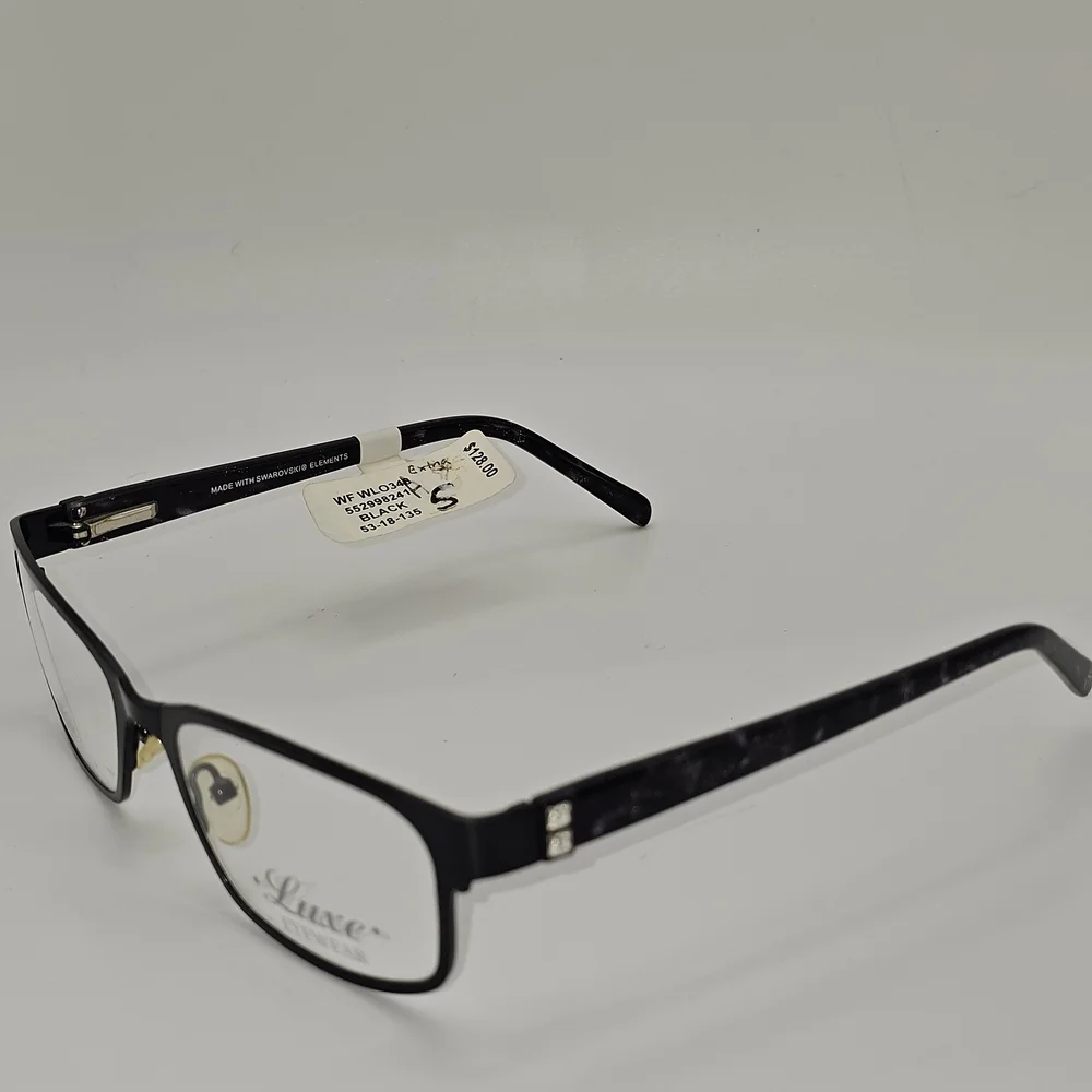 Luxe 348 001 Black Eyeglass‎ Frames 53 18 135 NWT $128 MSRP